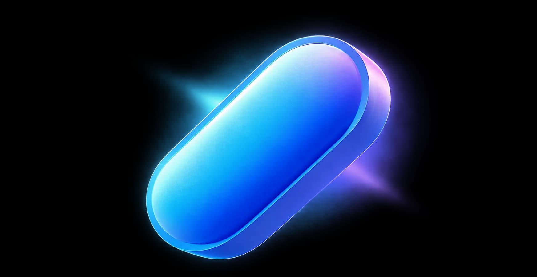 A glowing blue and pink PrEP capsule pill